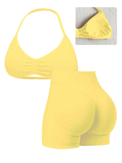 New Women'S Sporty Yoga Set, High-Waist Tight-Fitting Shorts and Tank Top, Summer Fitness for Running and Gym